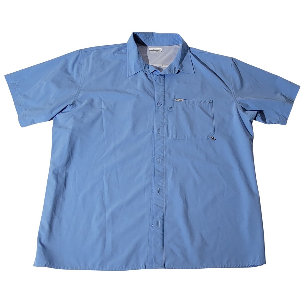 Columbia PFG Mens XL Blue Short Sleeve Omni-Freeze Vented Fishing Shirt FM0265